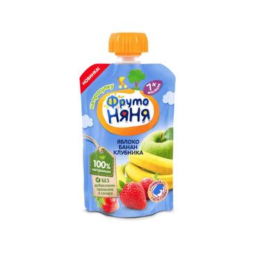 ФрутоНяня десерт Яблоко-Банан-Клубника 90г пауч