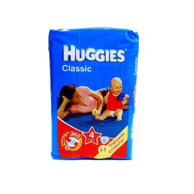 Подгузники Huggies Классик (4) макси М (7-18кг) пакет 14 шт.