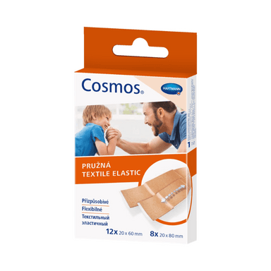 Пластырь "Cosmos" Elastic пластинки эластичн. цв.кожи: 2 разм. 20 шт.
