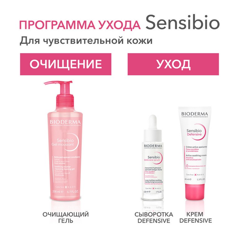 Bioderma Sensibio Гель мицеллярный очищающий для чувствительной кожи лица 200 мл