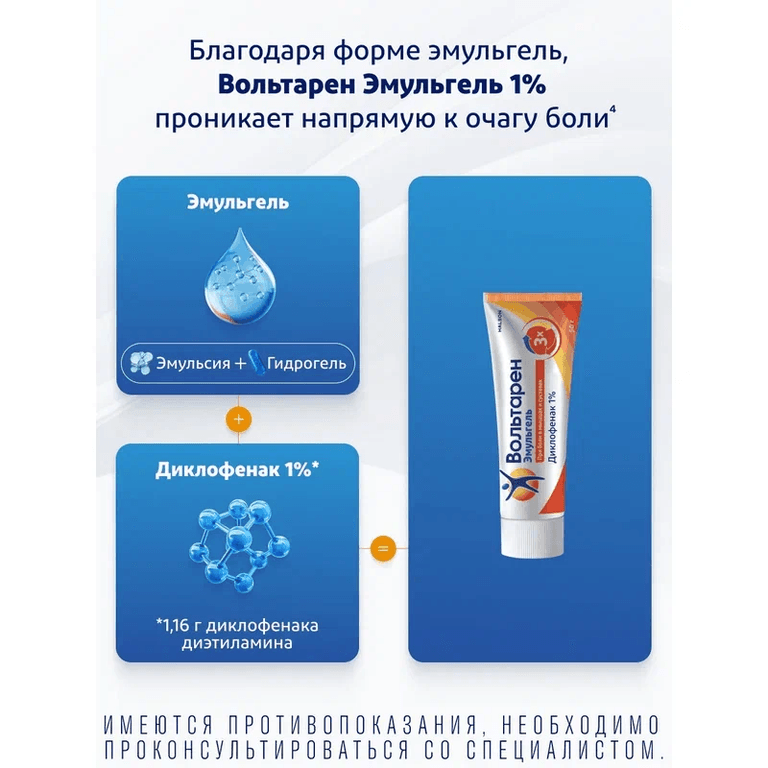 Вольтарен Эмульгель 1% гель для наружного применения 50 г