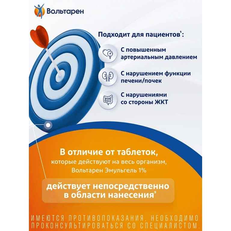 Вольтарен Эмульгель 1% гель для наружного применения 50 г