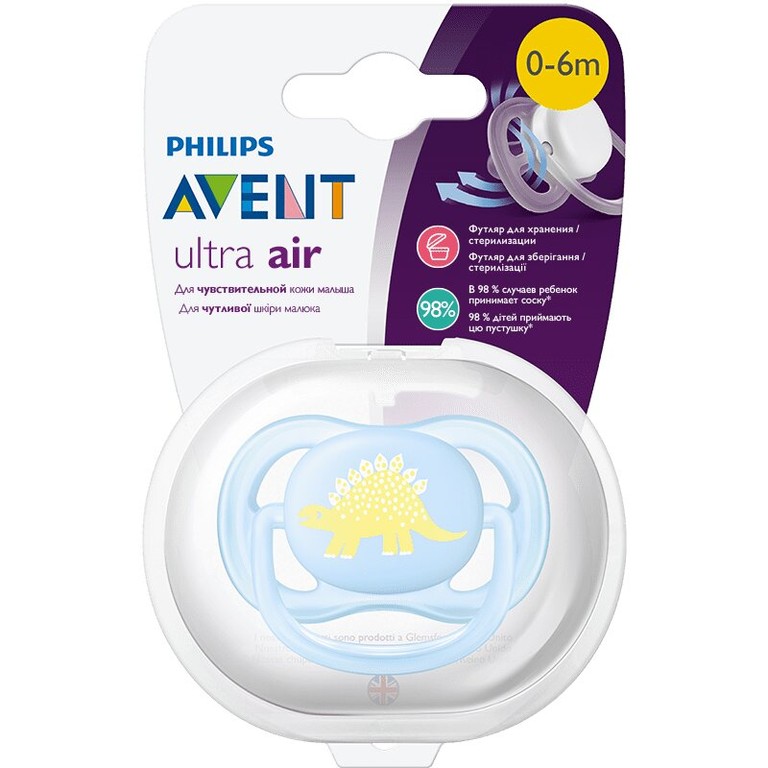 Philips Avent Ultra Air Пустышка силиконовая 0-6 месяцев Голубой