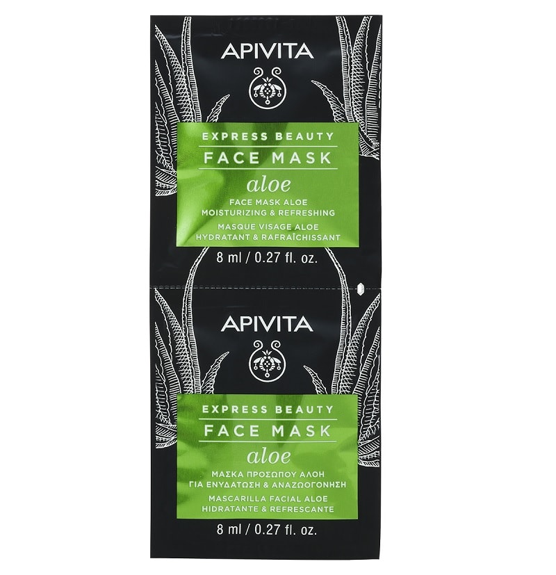 Apivita Express Beauty Маска для лица увлажняющая и освежающая Алое 8 мл 2 шт