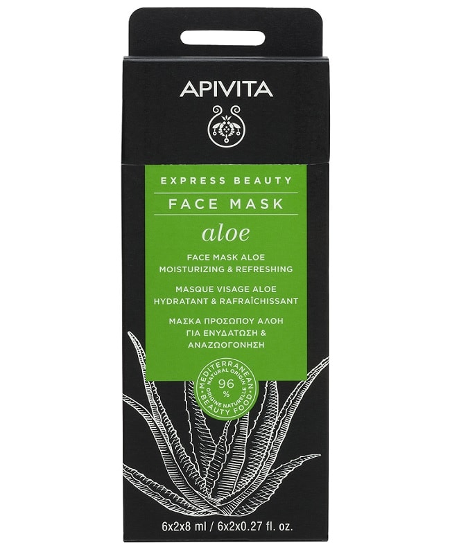 Apivita Express Beauty Маска для лица увлажняющая и освежающая Алое 8 мл 2 шт