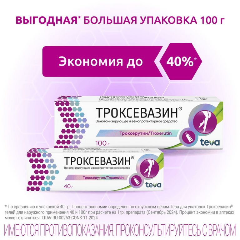 Троксевазин 2% гель для наружного применения 40 г