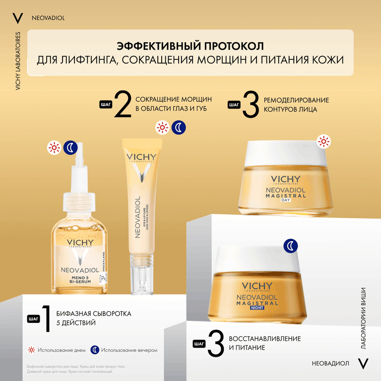 Vichy Neovadiol Ночной антивозрастной крем для лица восстанавливающий и питательный в период менопаузы 50 мл