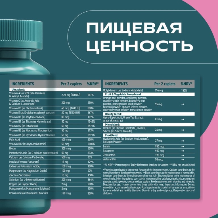 Уесаппс Ультра Энерджи Вумен Мультивитамин Формула таблетки 90 шт