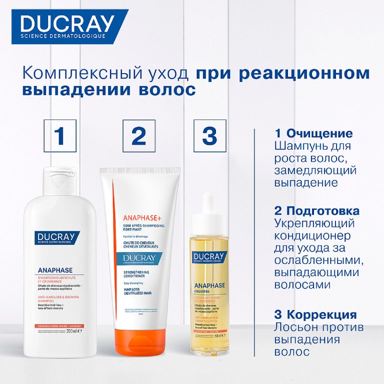 Ducray Anaphase Шампунь против реакционного выпадения волос 200 мл