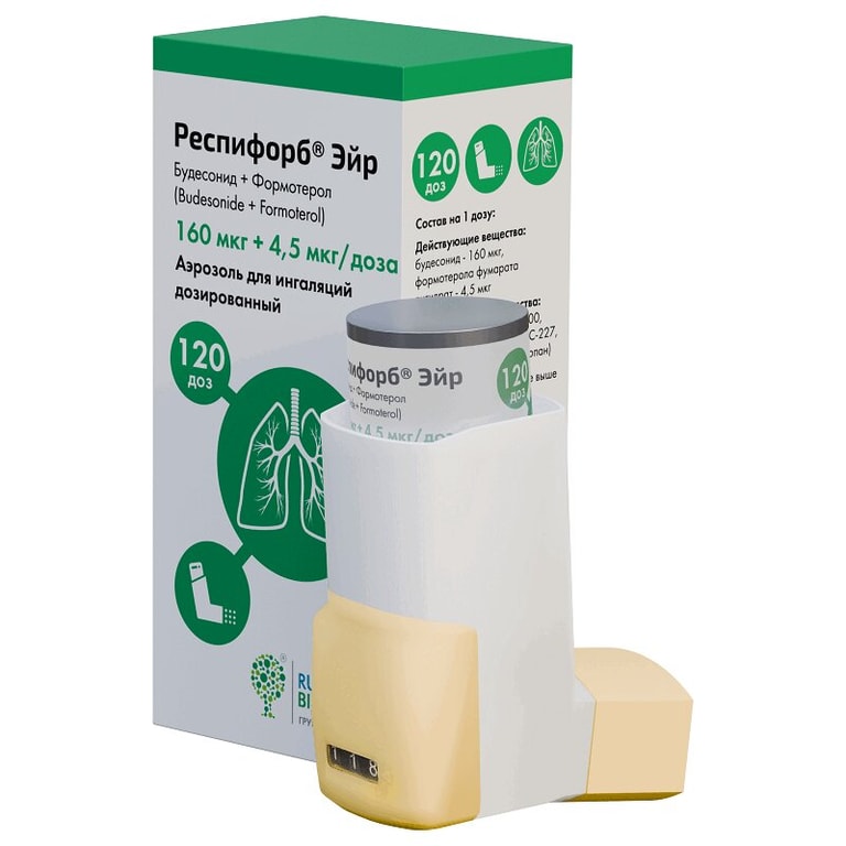 Респифорб Эйр аэрозоль для ингаляций 160 мкг+4,5 мкг/доза 120доз