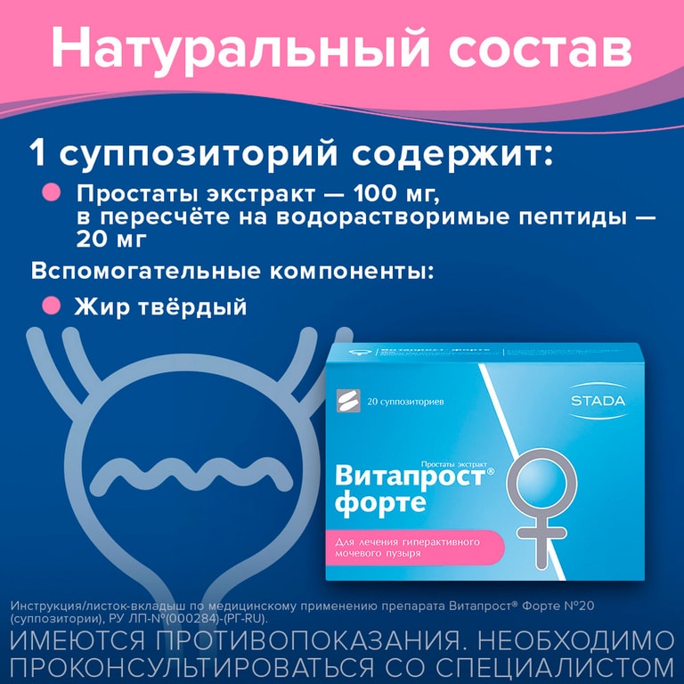 Витапрост Форте 20 мг суппозитории ректальные 20 шт