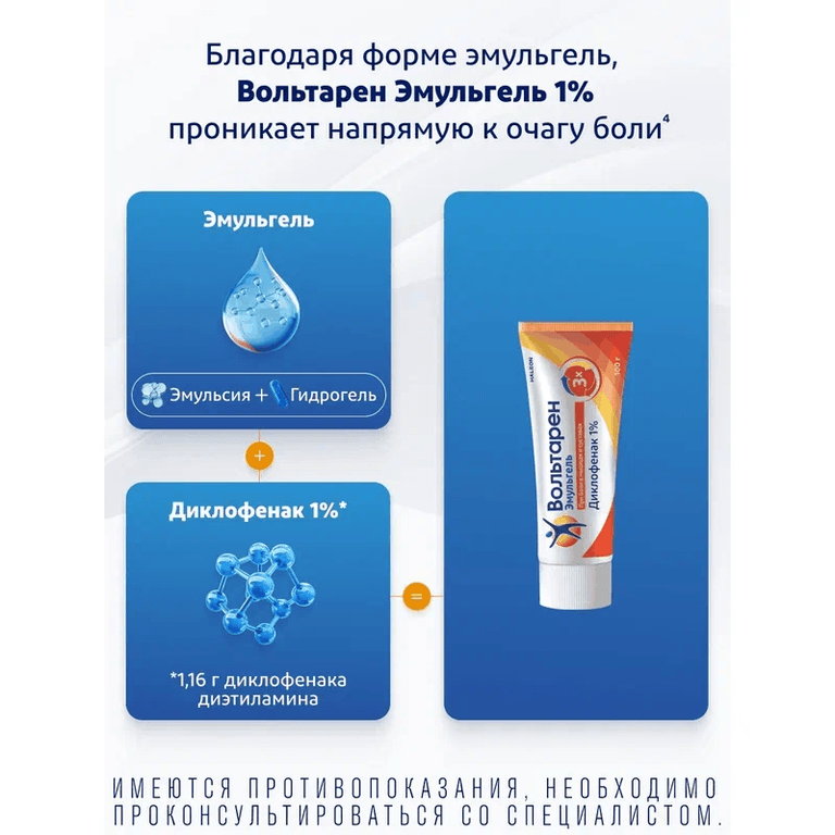 Вольтарен Эмульгель 1% гель для наружного применения 100 г