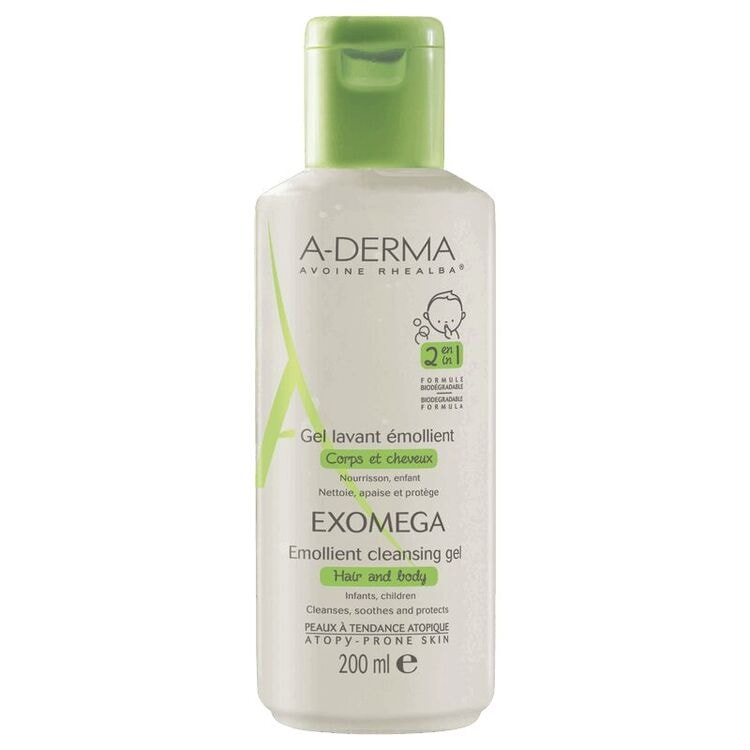 A-Derma Exomega Гель смягчающий очищающий 2в1 200 мл