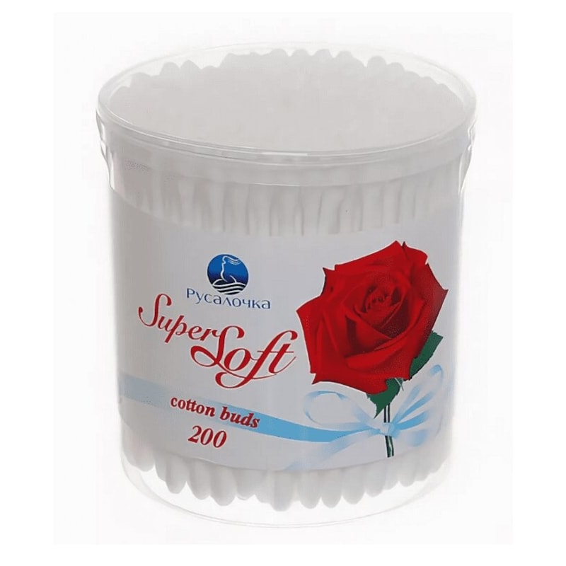 Русалочка Super Soft Ватные палочки в стакане 200 шт