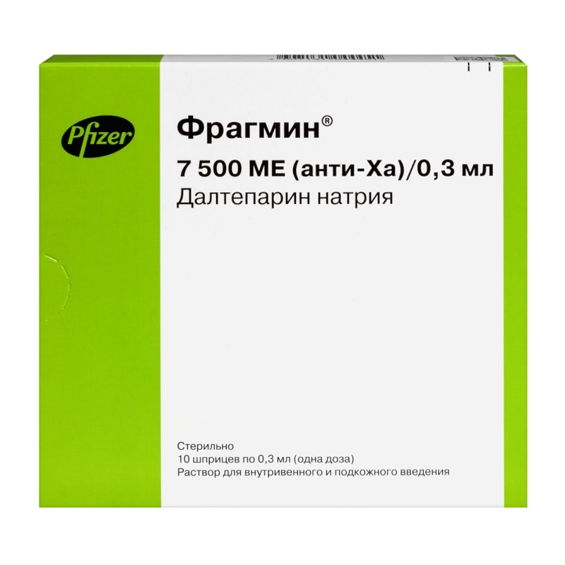 Фрагмин 7500 анти-Ха МЕ/0,3 мл раствор для инъекций шприц 0,3 мл 10 шт