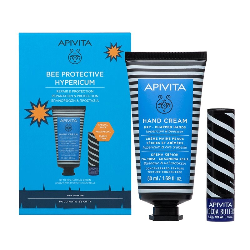 Apivita Набор Крем для рук + Стик-уход для губ Масло какао