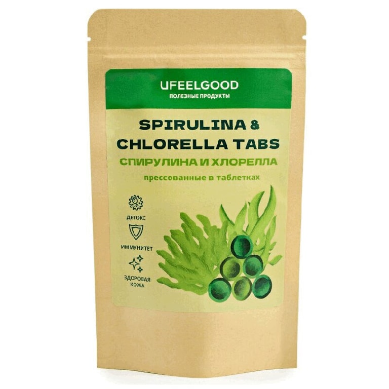 Ufeelgood Спирулина и Хлорелла пресованная таблетки 100 г
