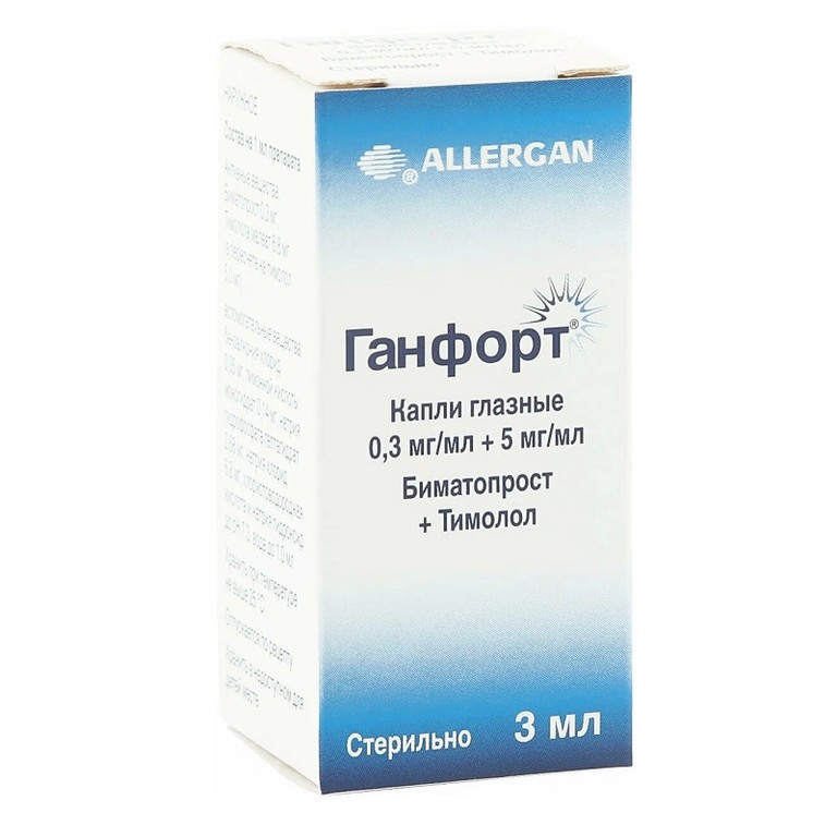 Ганфорт капли глазные 0,3 мг/ мл+5 мг/ мл фл.-кап.3 мл