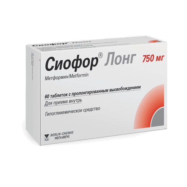 Сиофор Лонг 750 мг таблетки с пролонгированным высвобождением 60 шт