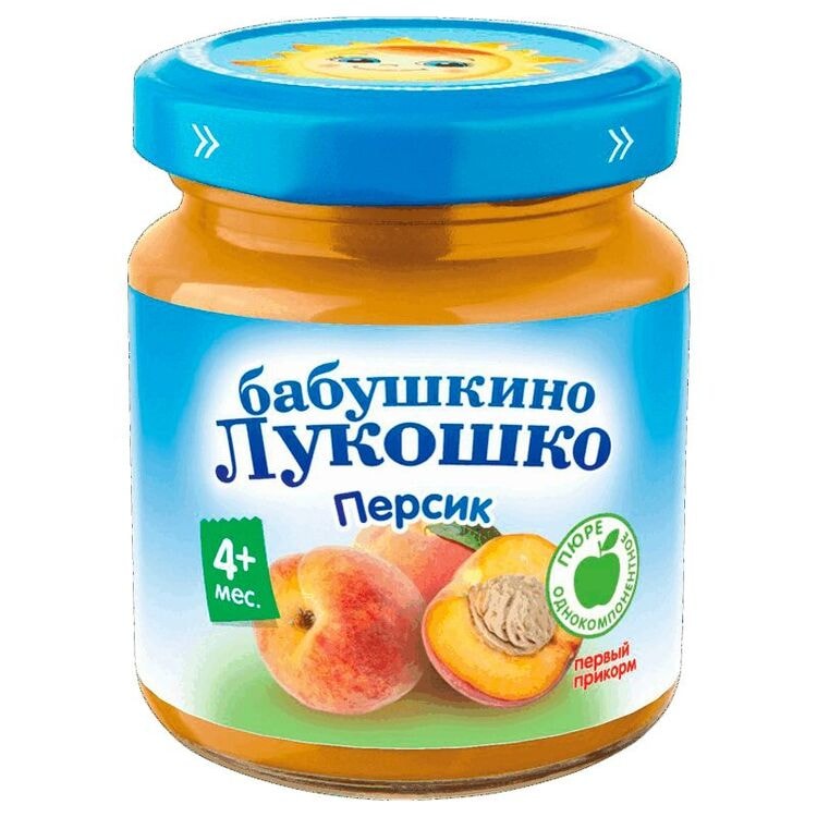 Бабушкино лукошко Пюре фруктовое Персик для детей с 4 месяцев 100 г