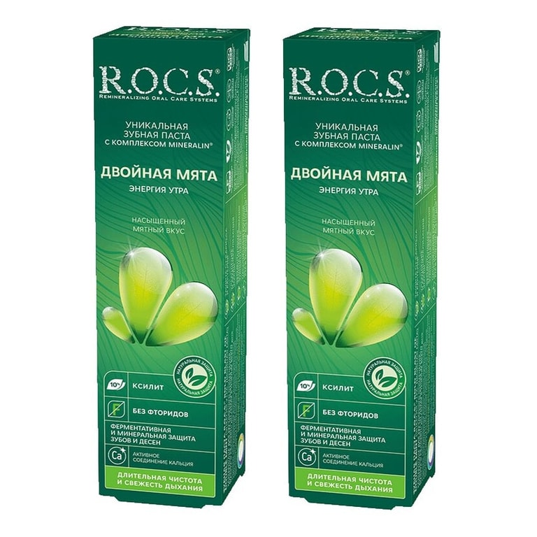 Набор 2Х R.O.C.S. Зубная паста двойная мята 74 г