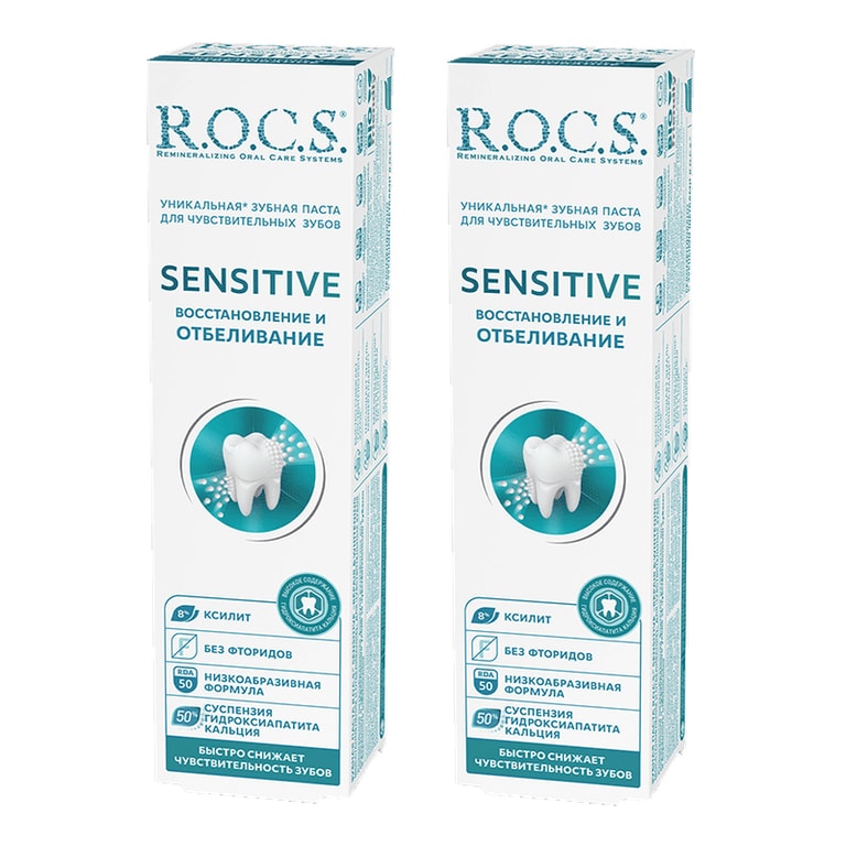 Набор 2Х R.O.C.S. Зубная паста восстановление и отбеливание чувствительных зубов 94 г