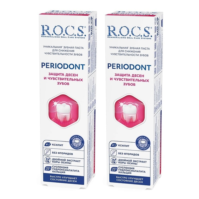 Набор 2Х R.O.C.S. Periodont Зубная паста защита десен и чувствительных зубов 94 г