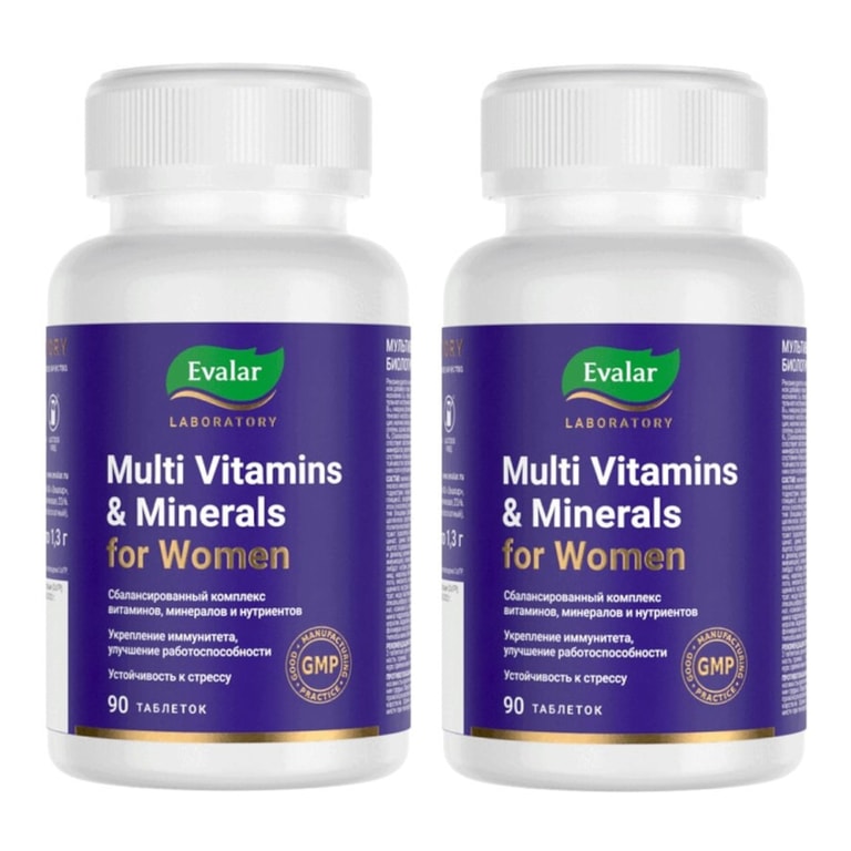Набор 2Х Evalar Laboratory Мультивитамины и минералы для женщин таблетки 90 шт