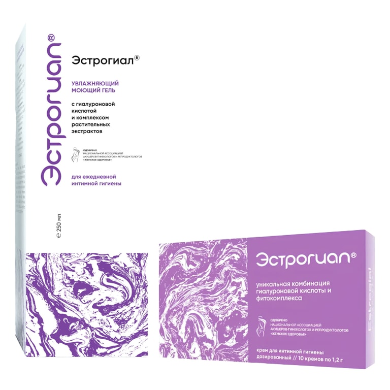 Набор Эстрогиал Гель для интимной гигиены увлажняющий 250 мл + Эстрогиал Крем для интимной гигиены 10 шт