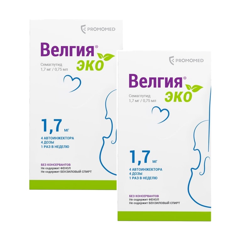 Набор 2Х Велгия Эко 1,7 мг раствор для инъекций шприц-ручка 0,75 мл 4 шт