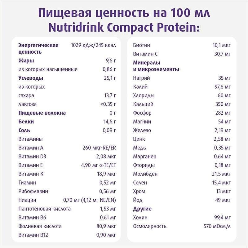 Нутридринк Компакт Протеин лечебное диетическое питание Персик-Манго 125 мл 4 шт