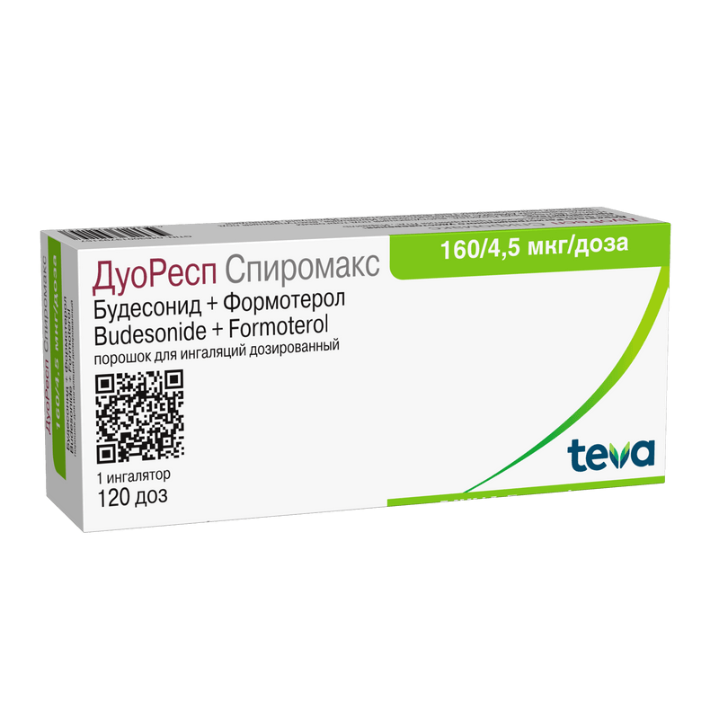 ДуоРесп Спиромакс 160 мкг/доза+4,5 мкг/доза порошок для ингаляций 120 доз