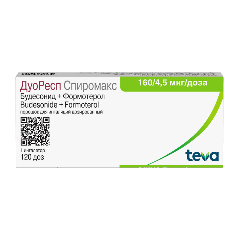 ДуоРесп Спиромакс 160 мкг/доза+4,5 мкг/доза порошок для ингаляций 120 доз