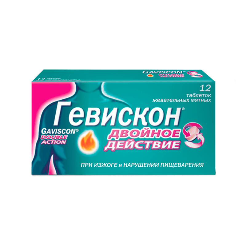 Гевискон Двойное Действие таблетки жевательные Мята 12 шт