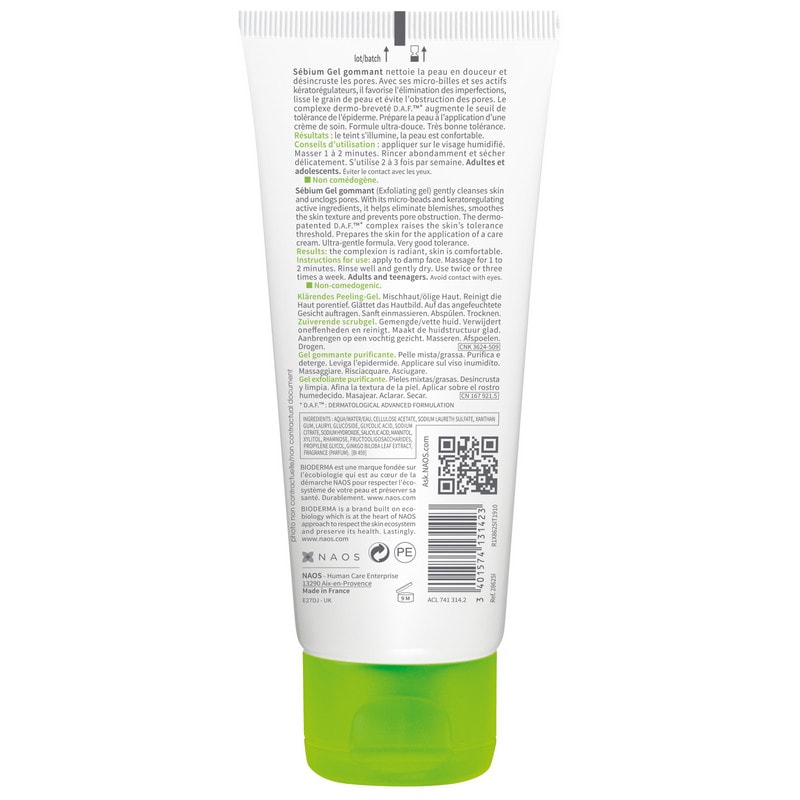 Bioderma Sebium Гель гуммирующий с микрогранулами для глубокого очищения кожи 100 мл
