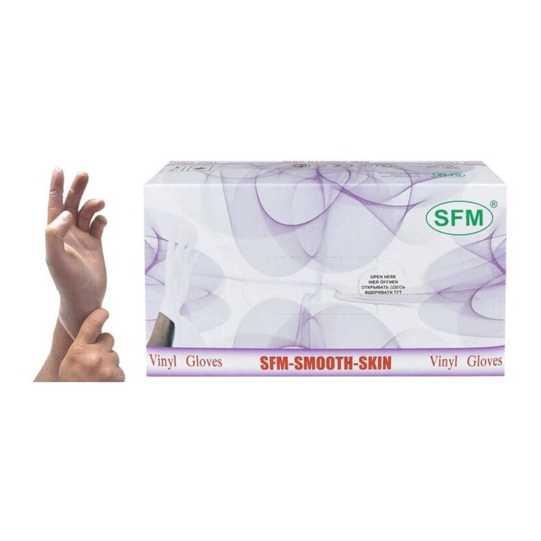 SFM Перчатки виниловые нестерильные неопудренные размер M 2 шт