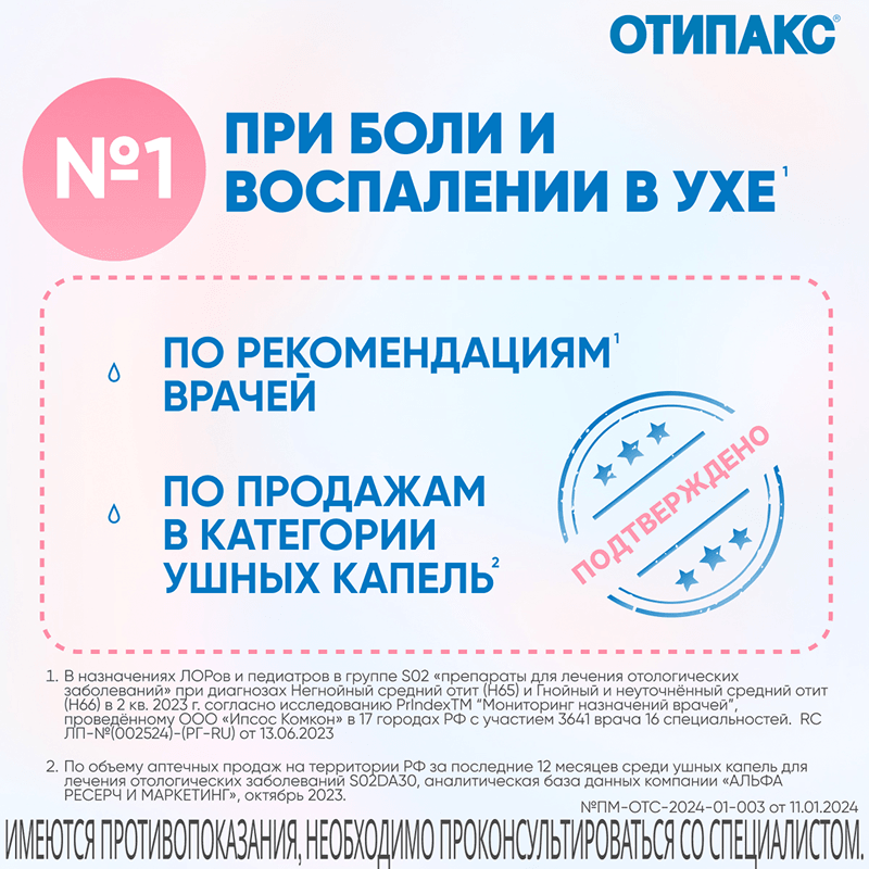 Отипакс 10 мг/г+40 мг/г капли ушные 16 г