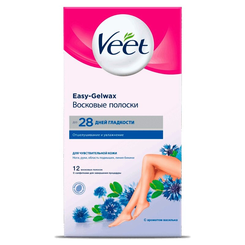 Veet Восковые полоски для депиляции чувствительной кожи 12 шт