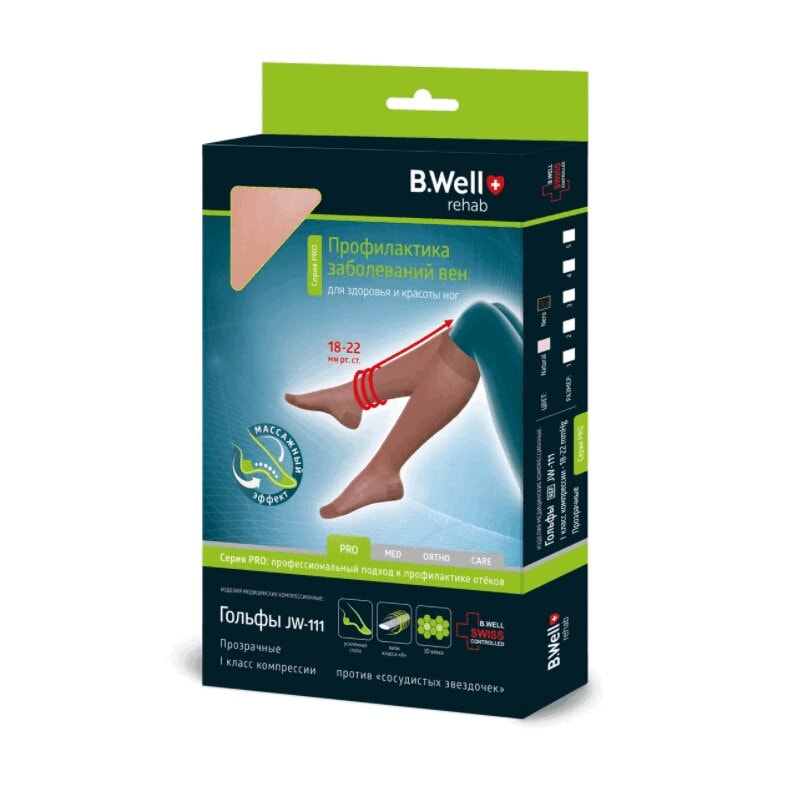 B.Well Pro Гольфы компрессионные W-111 1 класс компрессии размер 4 Черные