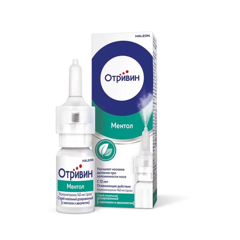 Отривин 140 мкг/доза спрей назальный дозированный Ментол-Эвкалипт 10 мл