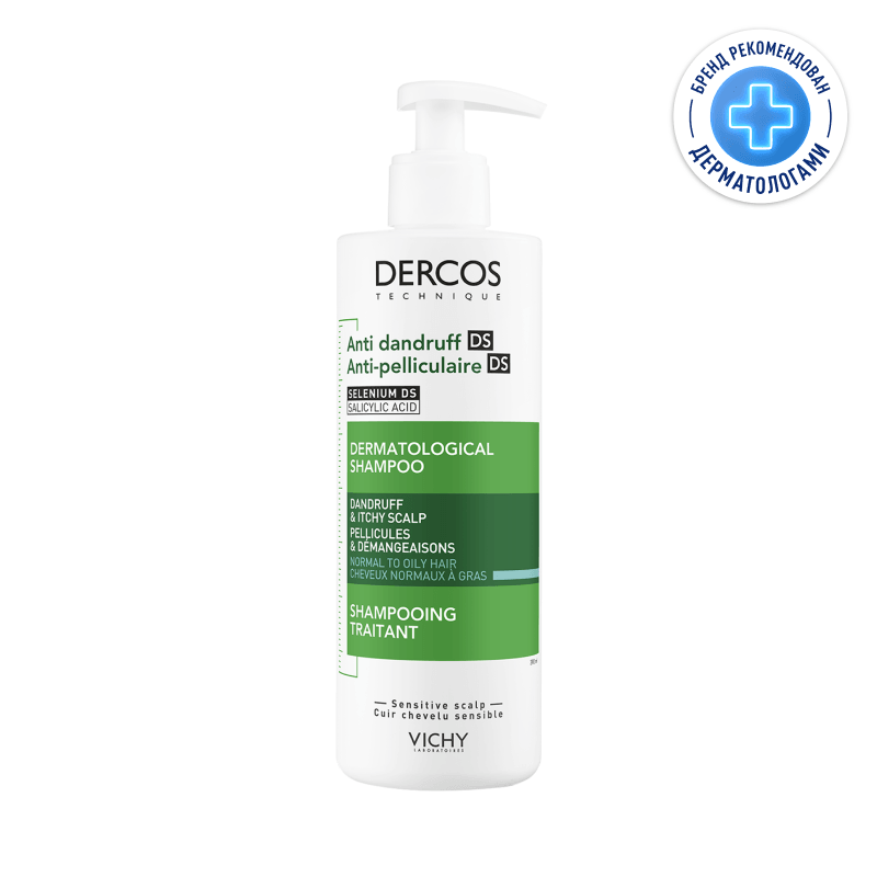 Vichy Dercos Шампунь-уход интенсивный против перхоти для нормальных и жирных волос 390 мл