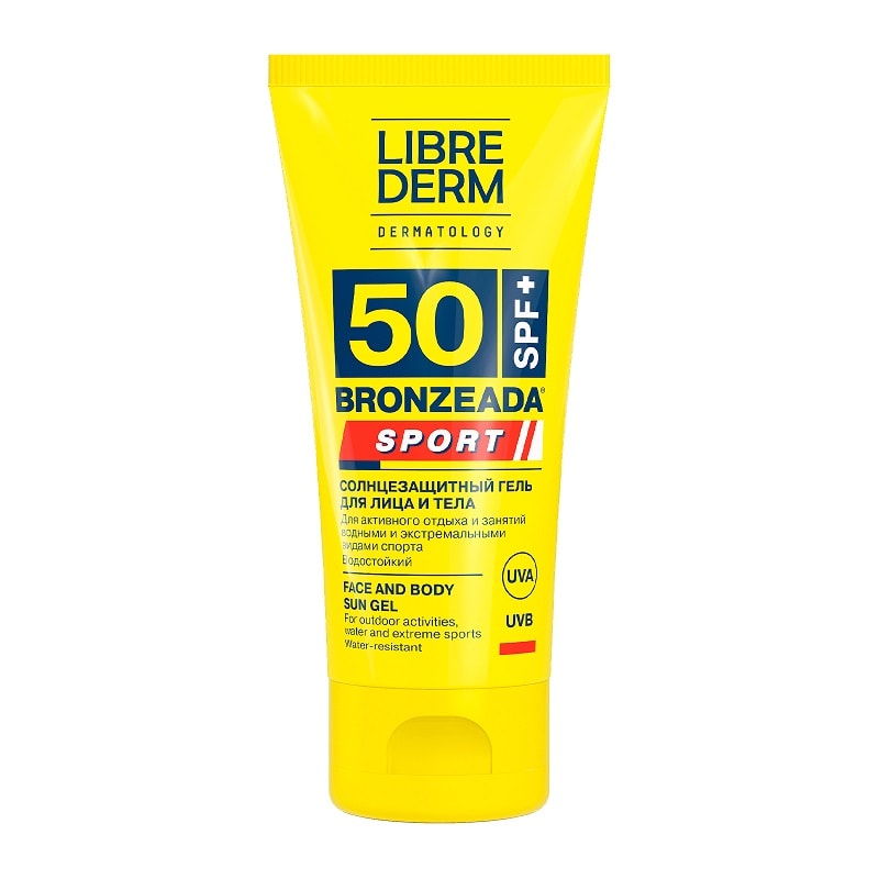 Librederm Bronzeada Sport Гель cолнцезащитный для лица и тела SPF 50 50 мл