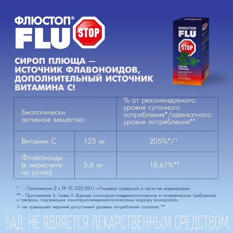 Флюстоп сироп плюща от кашля 150 мл