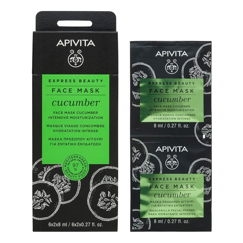 Apivita Express Beauty Маска для лица интенсивная увлажняющая Огурец 8 мл 2 шт