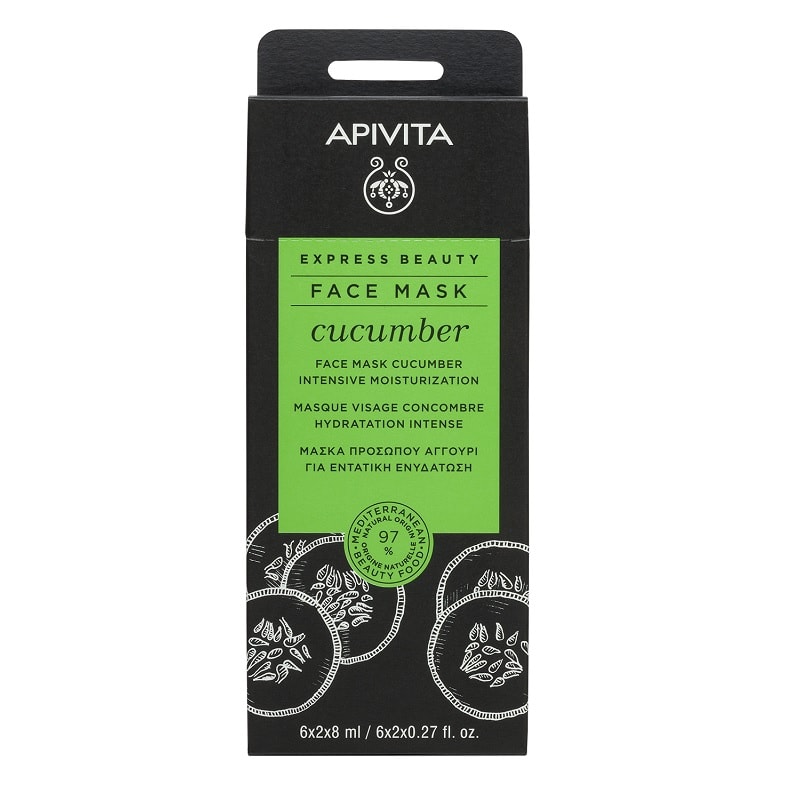 Apivita Express Beauty Маска для лица интенсивная увлажняющая Огурец 8 мл 2 шт