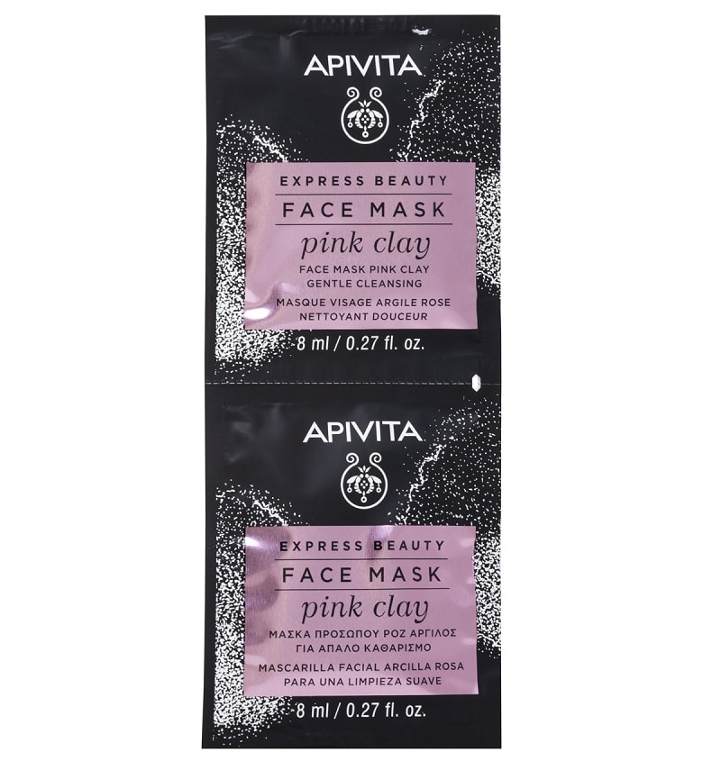Apivita Express Beauty Маска для лица мягко очищающая Розовая глина 8 мл 2 шт