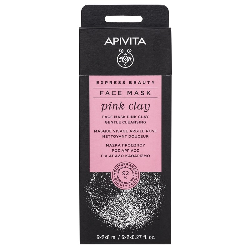 Apivita Express Beauty Маска для лица мягко очищающая Розовая глина 8 мл 2 шт