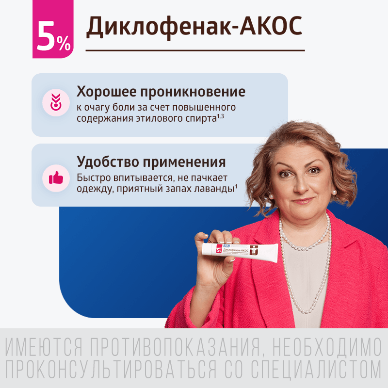 Диклофенак-АКОС 5% гель для наружного применения 30 г