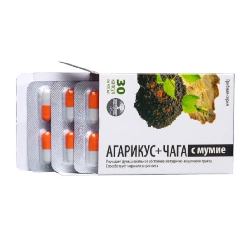 Агарикус+Чага с мумие Грибная серия капсулы 30 шт