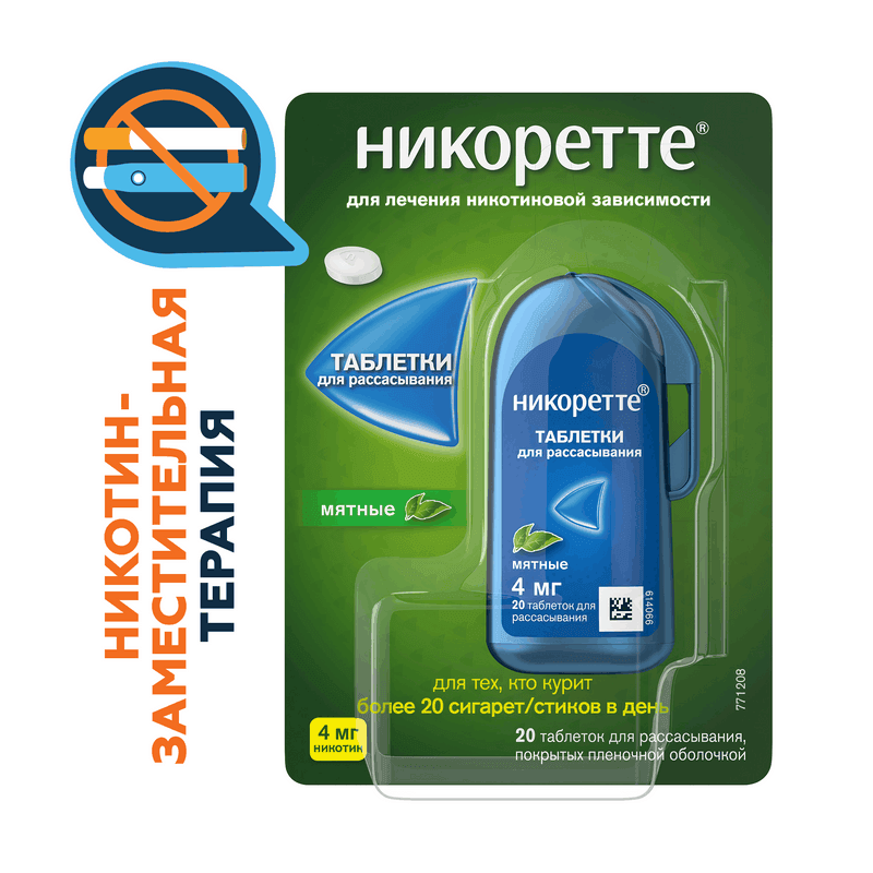 Никоретте 4 мг таблетки для рассасывания Мята 20 шт